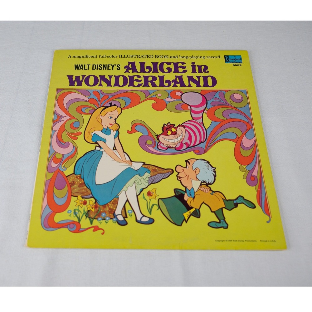 Disney Alice in Wonderland Vinyl Record Good 1969 Book ST-3909 LP vintage